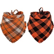Fall Dog Bandana Autumn Thanksgiving Plaid Reversible Triangle Large Fall-2