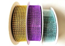 8 Row Rhinestone Mesh Trim Ribbons 10 Yard 3 Spool Yellow Gold Pink Aqua ON SALE