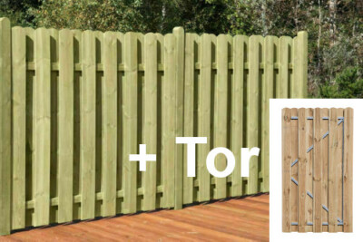 KOMPLETTSET 180x180 cm + TOR Bohlenzaun Bretterzaun Holzzaun
