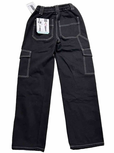 Simple Society Girls Cargo Pants 00/23 Straight Black High Rise Hip Hop Gothic - Picture 4 of 10