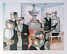 Lucio Ranucci acquaforte acquarellata firmata, con certificato cm. 60 x 78.