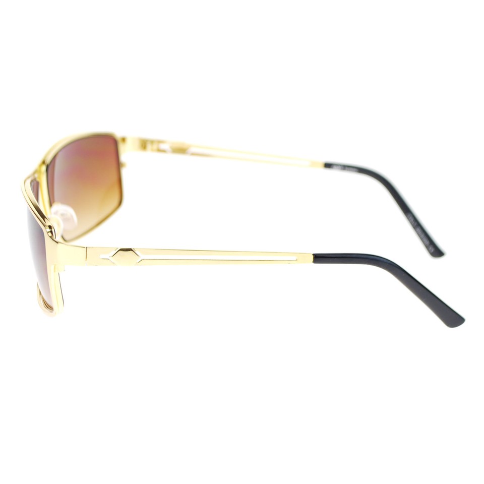 Men's SA106 Luxury Rectangular Sunglasses - Metal & Plastic Frame, Mirrored Lens, UV400 Protection, Retro Style