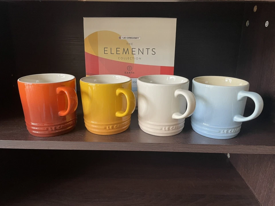 Nuevo juego de tazas de té de café Le Creuset Elements en caja, 4 colores surtidos 12 OZ cada una Foto 2 de 4
