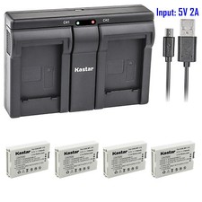 Kastar 4 Battery Dual Slim USB Charger for Canon BP-110 BP110 CG-110