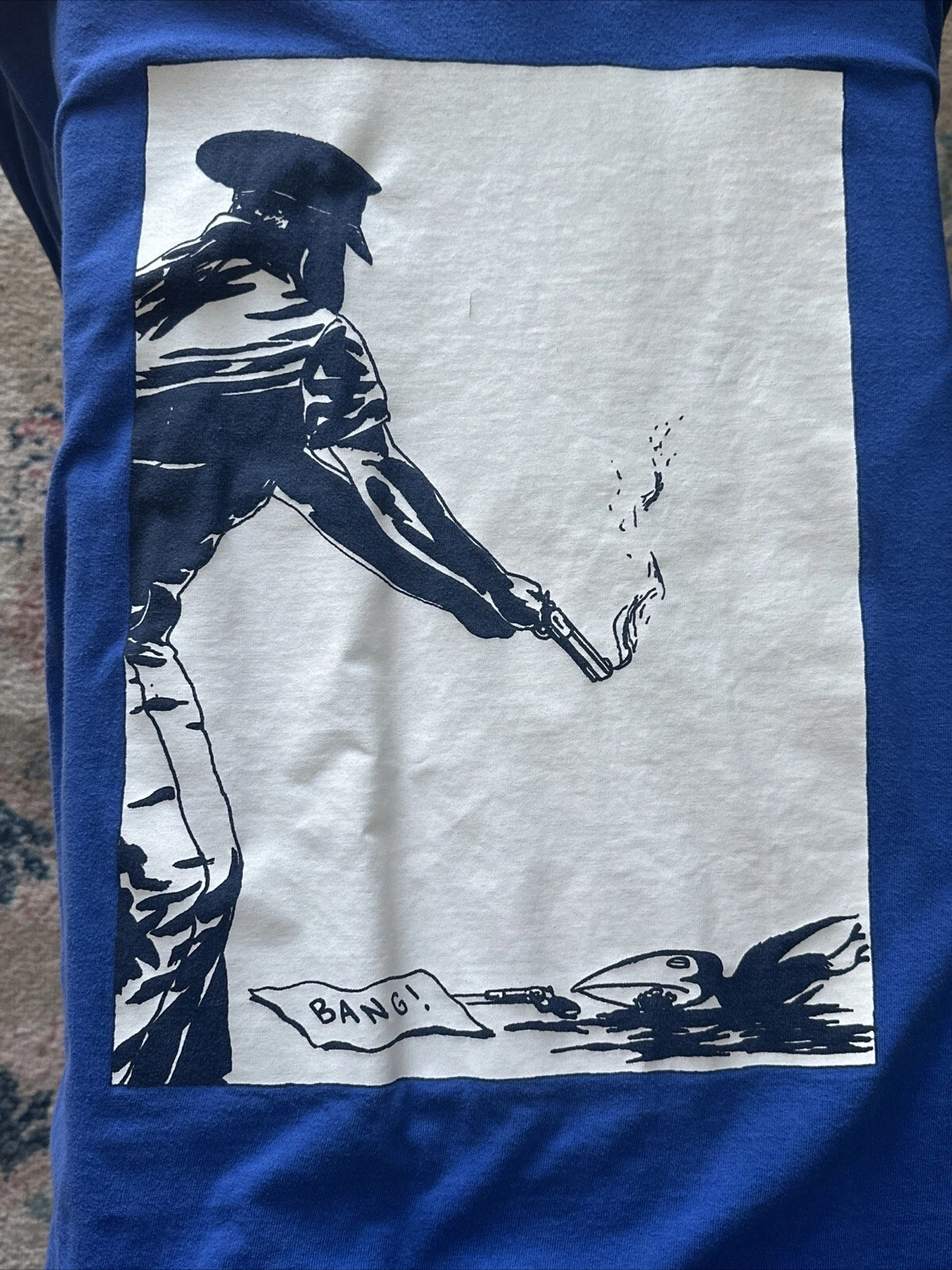 T shirt à manches courtes bleu Supreme x Raymond Pettibon Bang taille XL FW14