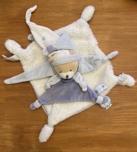 Doudou ours plat bleu TICK TOCK