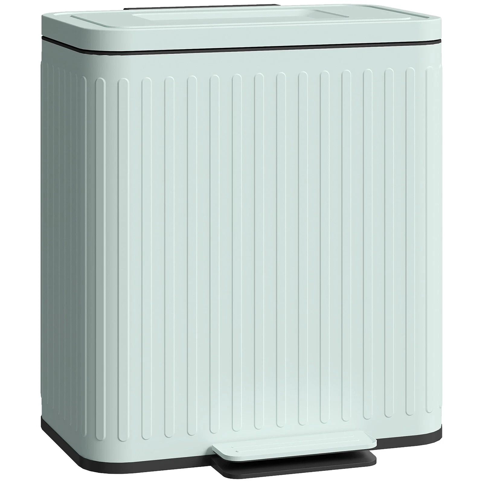 2 x 20L Double Rubbish Bin Pedal Bin with Soft-Close Lid - Green