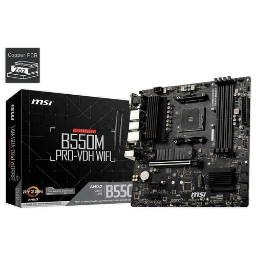 MSI B550M PRO-VDH WIFI AMD AM4 WiFi mATX Gaming Motherboard VGA HDMI DP