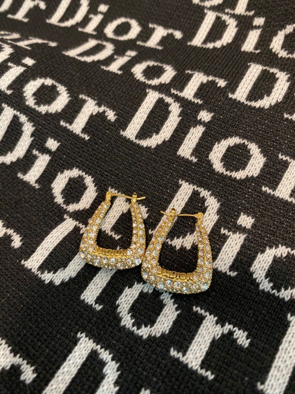 Auth Dior “JADIOR” Gold Tone Crystal Earrings PRE… - image 3