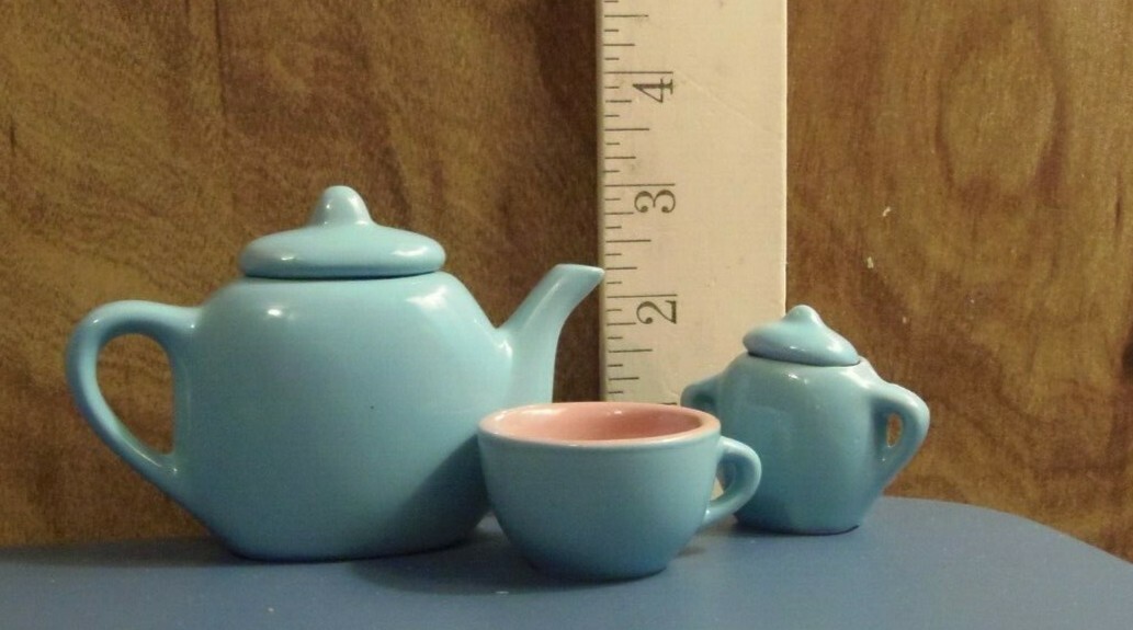 Teal Blue - Multi-Piece Mini Tea Set with Wicker Basket&nbsp;