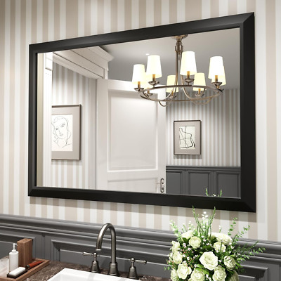 Large Black Metal Framed Wall Mirror for Bathroom, Bedroom, and Living Room