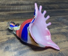 Hand Blown Glass Decorative Sea Shell Colorful Abstract Beach