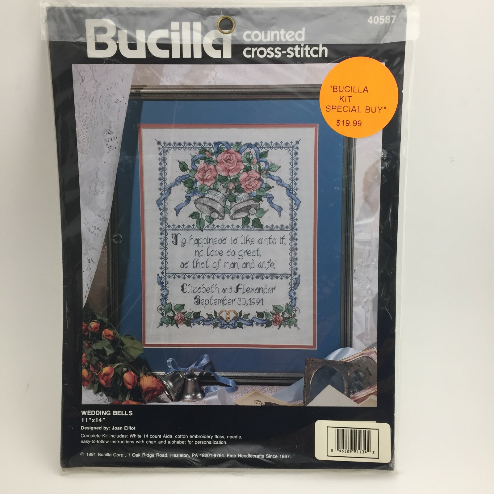 Bucilla Counted Cross Stitch Kit Wedding Bells Marriage Keepsake Vintage 1991 eBay