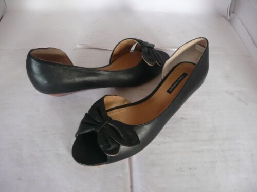 TONY BIANCO LADIES BLACK VALENCIA LEATHER WEDGE HEEL SHOES SIZE 6 NEW - Picture 1 of 1
