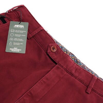 Meyer NWT Chinos / Casual Pants Size 50 34 US Bonn Solid Red Cotton Blend