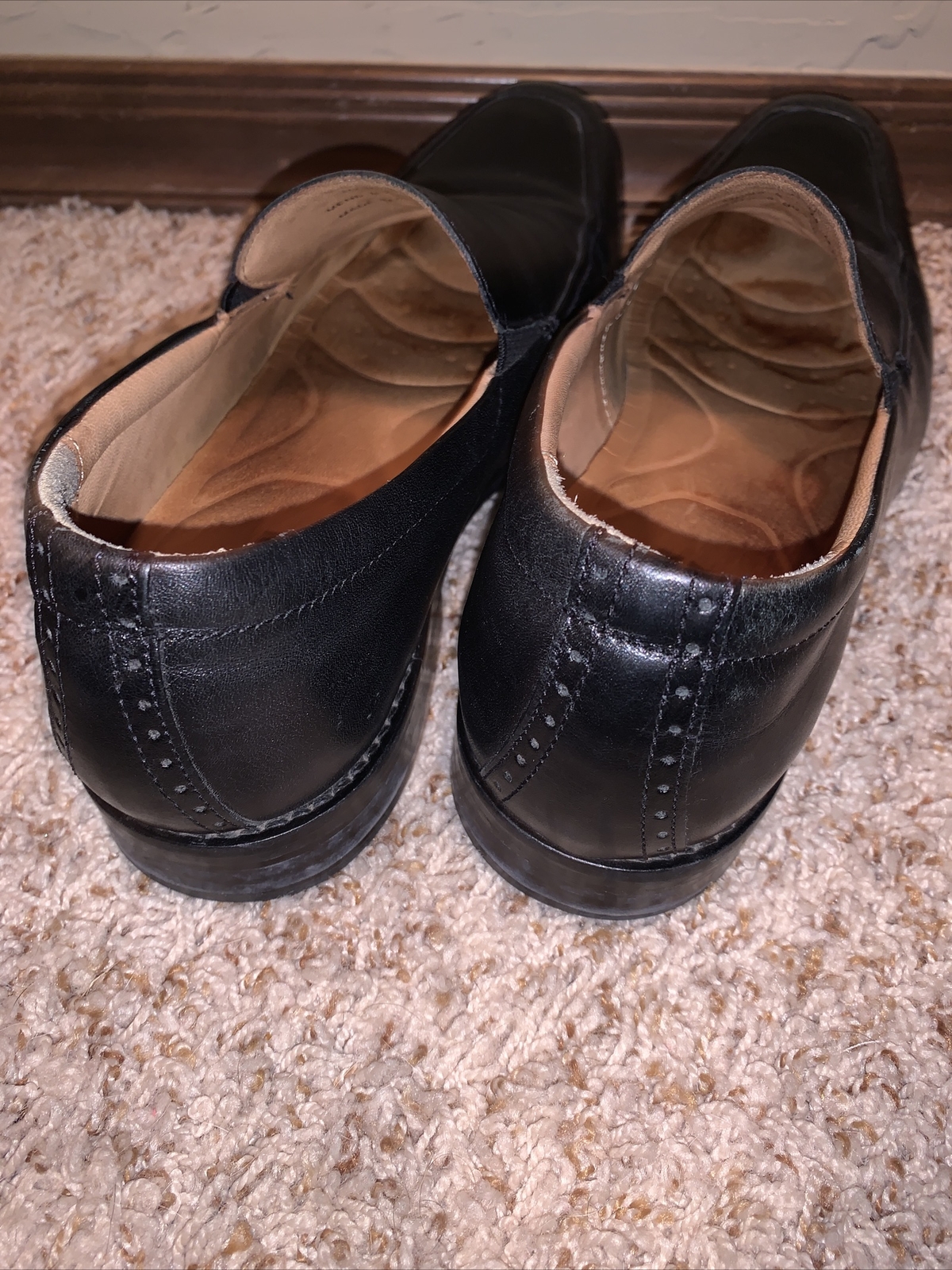 SAOLA Mocassini slip on Johnston & Murphy da uomo 8 5 neri in pelle di pecora 20 4455 ottime condizioni (MC