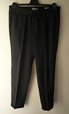 VANILIA Stoffhose schwarz elegant Casual-Look Damen Hose Jersey Bügelfalte Gr.44