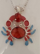 Costume Jewelry - Red/Blue crab shape necklaces w/matching earrings