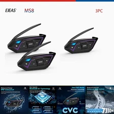 EJEAS MS8 Mesh Motorcycle Helmet Intercom  8 People 7 km Audio Multitasking 3X
