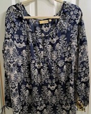 Princess Vera Wang, Scoop Neck Navy and Gray Long Sleeve Tunic - Size XL