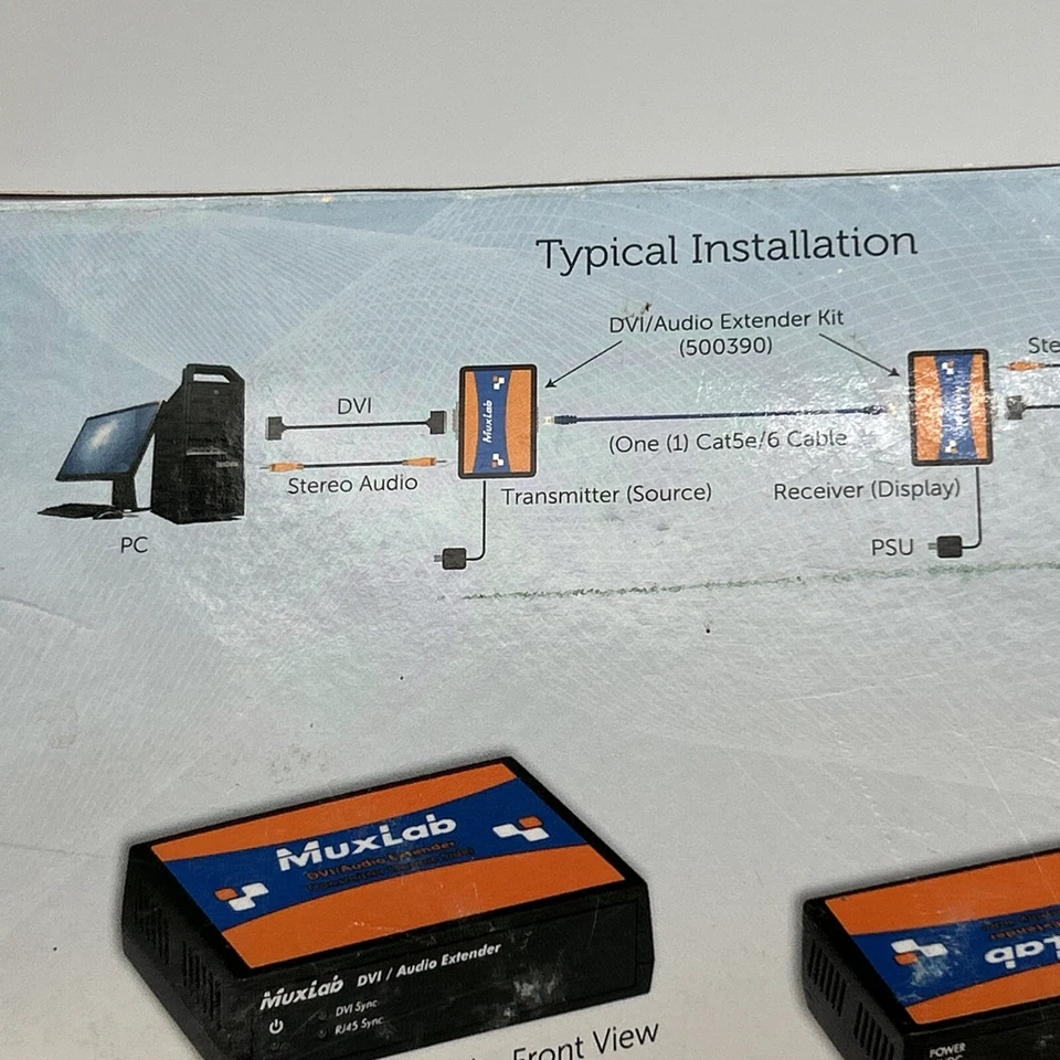 MuxLab DVI & AUDIO EXTENDER Kit TRANSMITTER & Reciever 110-220V #500390 - Image 4 of 4