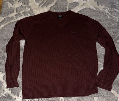 2010 Beverly Hills Polo Club Sweater Knit Maroon V Neck Pullover
