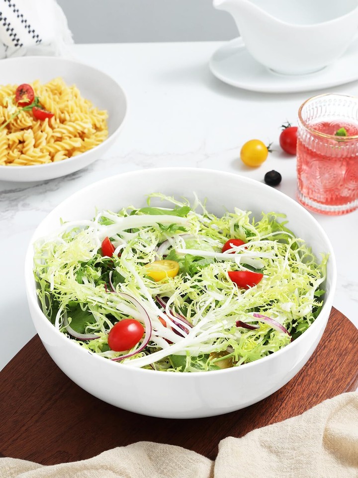 Pasta Serving Bowls 120 Ounce 9.7” Large Serving Bowls, Porcelain Salad