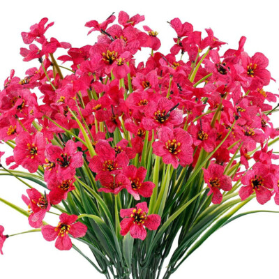 6 Bundles Artificial Flowers Outdoor UV Resistant Fake Violet Flowers Home Decor