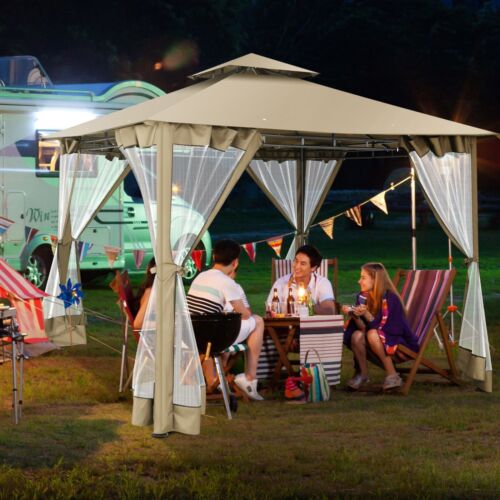 HOTEEL 10'x10' Gazebo with Mosquito Netting Heavy Duty Waterproof Patio Canopy - Picture 7 of 9