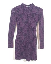 Pins And Needles  Dress Size S Purple Lace Overlay Sheer Sleeves (P)