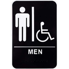 Men's Handicapped Restroom Sign 6X9 Ada Compliant With Braille Durable Plastic