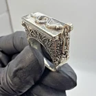 Vintage Sterling Silver 925 Poison Ring Snake Design With Safety Clasp Size 9