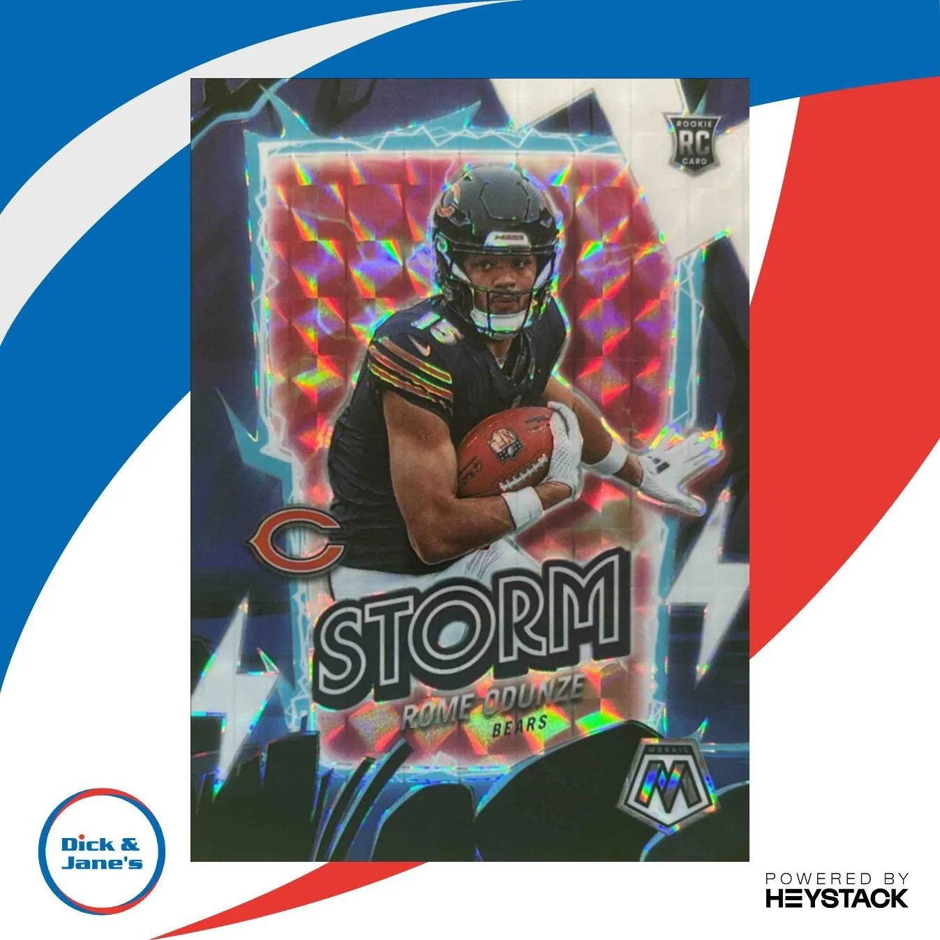 2024 Panini Mosaic Rome Odunze Storm White 21/25 #6 RC Chicago Bears