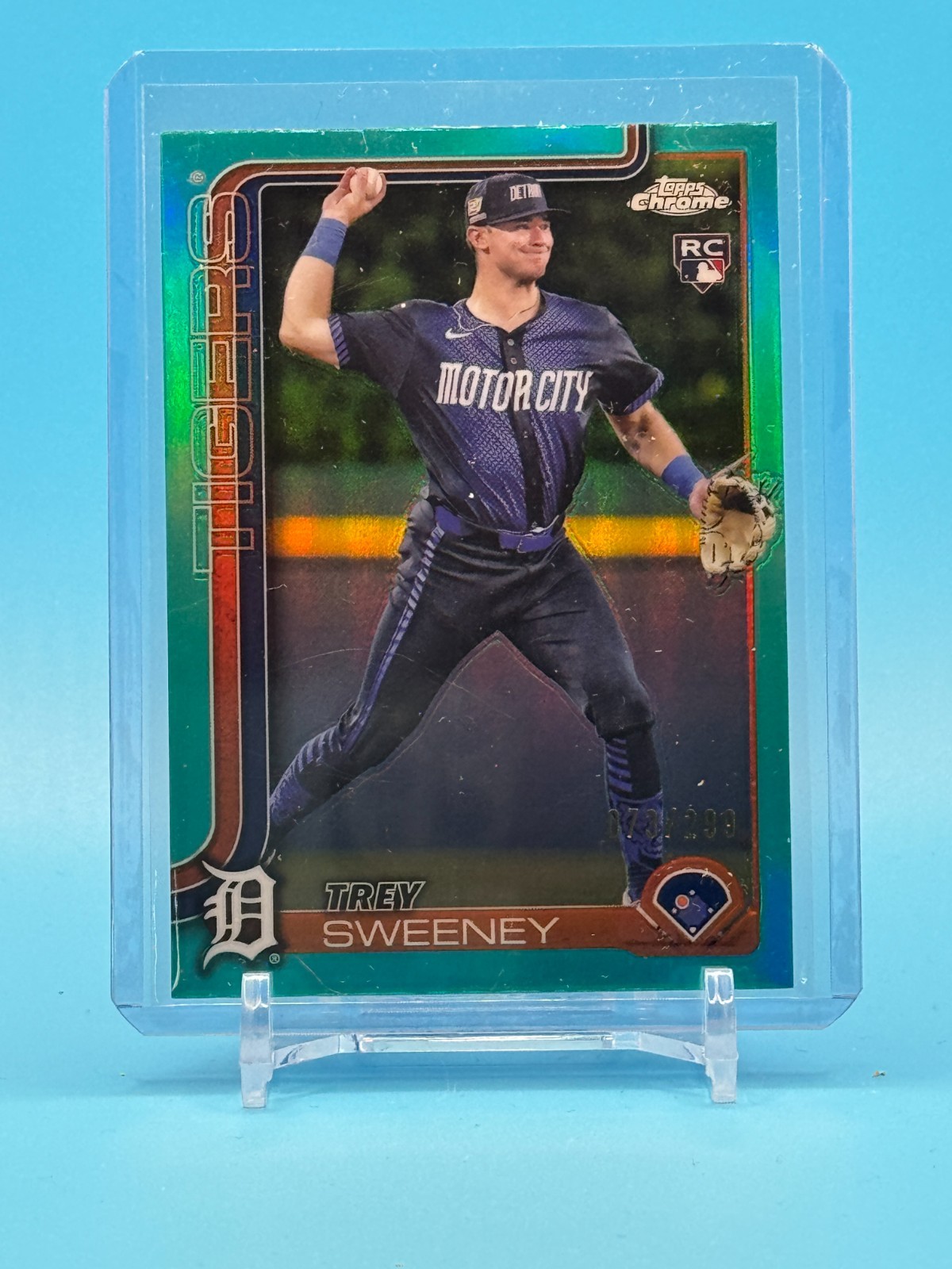 2025 TOPPS CHROME TREY SWEENEY #6 TEAL REFRACTOR /299, DETROIT TIGERS