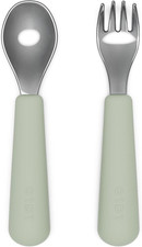 Utensils - Toddler Fork and Spoon Set - Stainless Steel and Silicone Ergonomic T