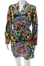 Mara Hoffman Womens Abstract Print Long Sleeve Tie Back Dress Multicolor O/S