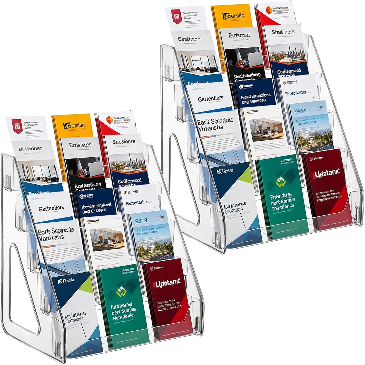 2 Pack 5 Tier Brochure Holder 12x13 Inch Acrylic Literature Display Stand Holds