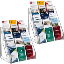2 Pack 5 Tier Brochure Holder 12x13 Inch Acrylic Literature Display Stand Holds