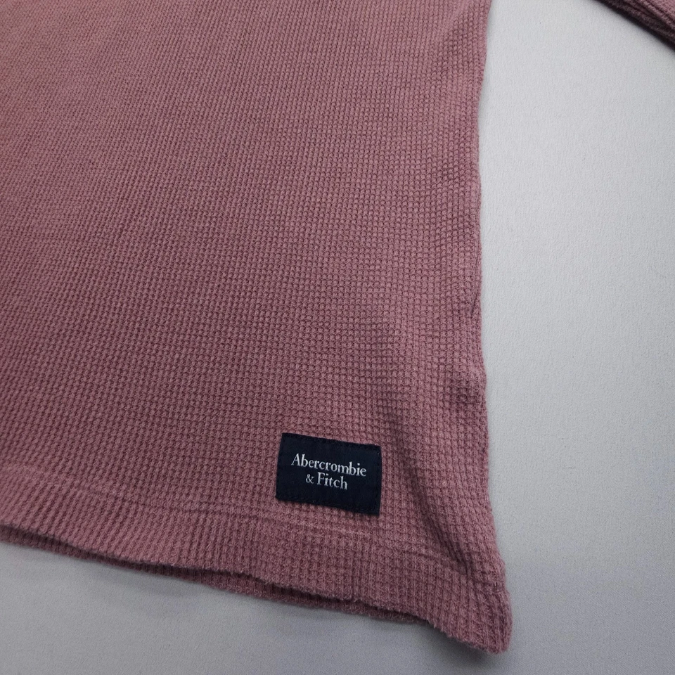 Abercrombie & Fitch Thermal Knit Henley Shirt Mens Medium Pink Slim Muscle Fit - Image 4 of 4