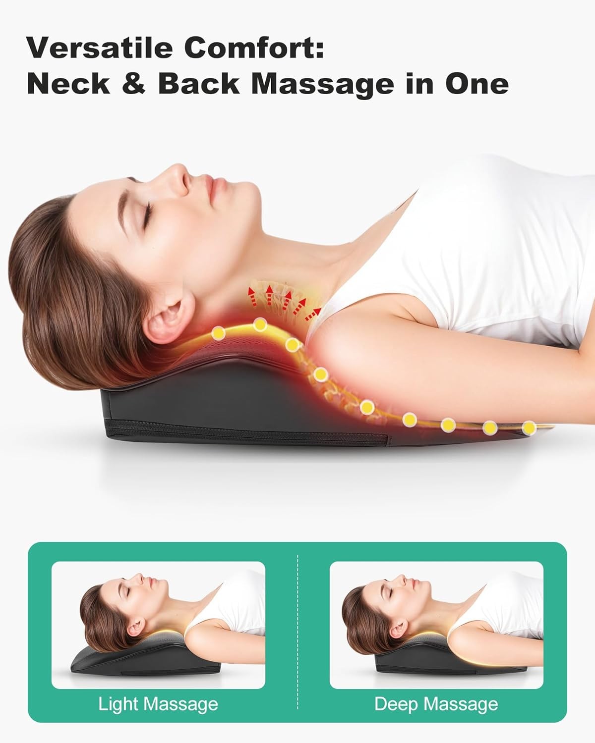 Cordless Shiatsu Neck Massager with Heat & Vibration, Back Neck Shoulder Massage