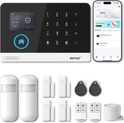 Home Security Systems for House, Wifi+4G Alarm System No Monthly Fees