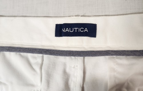 Pantaloncini elasticizzati Nautica Flat Front Chino Deck taglia 36 bianchi - Foto 3 di 4