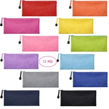 12 Pieces 12 Colors Zipper Waterproof Bag Pencil Pouch for Cosmetic Makeup Bi...