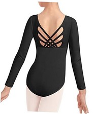 Girls  Ballet Dance Leotard Butterfly Crisscross Straps 6-7 Years Z-black