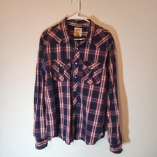 Vintage Levi's White Tab Plaid Western Pearl Snap Long Sleeve Shirt Size XL