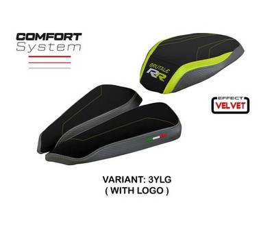 Sitzbezug Meilan Velv Gelb-Grau+logo TPZ MV Agusta Brutale 1000RR 2020 2023 1Pg