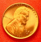 1948-S Lincoln Wheat Cent Penny GEM RED BU From an Original Bank Roll