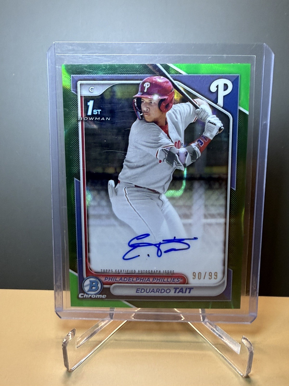 Eduardo Tait 2024 Bowman Chrome Green Refractor Auto /99 1st Prospect Rookie BCP
