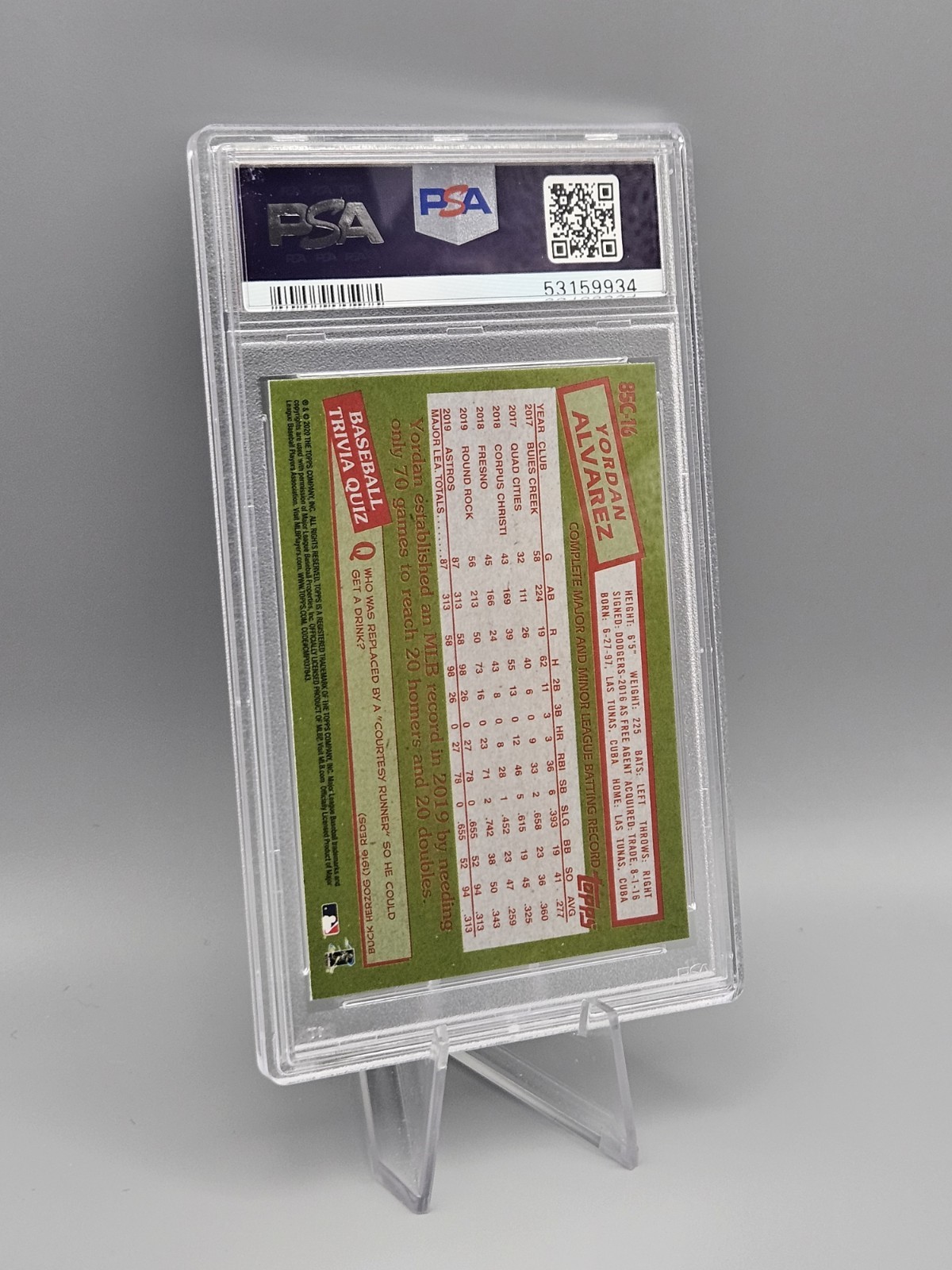 PSA 10 GEM (RC) Yordan Alvarez Silver Pack 1985 Chrome Baseball MOJO 2020 Topps view 5