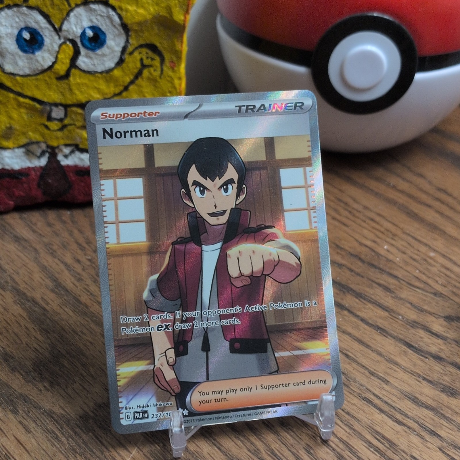 Pokémon Norman Ultra Rare Full Art Holo Trainer 237/182 SV04 Paradox Rift
